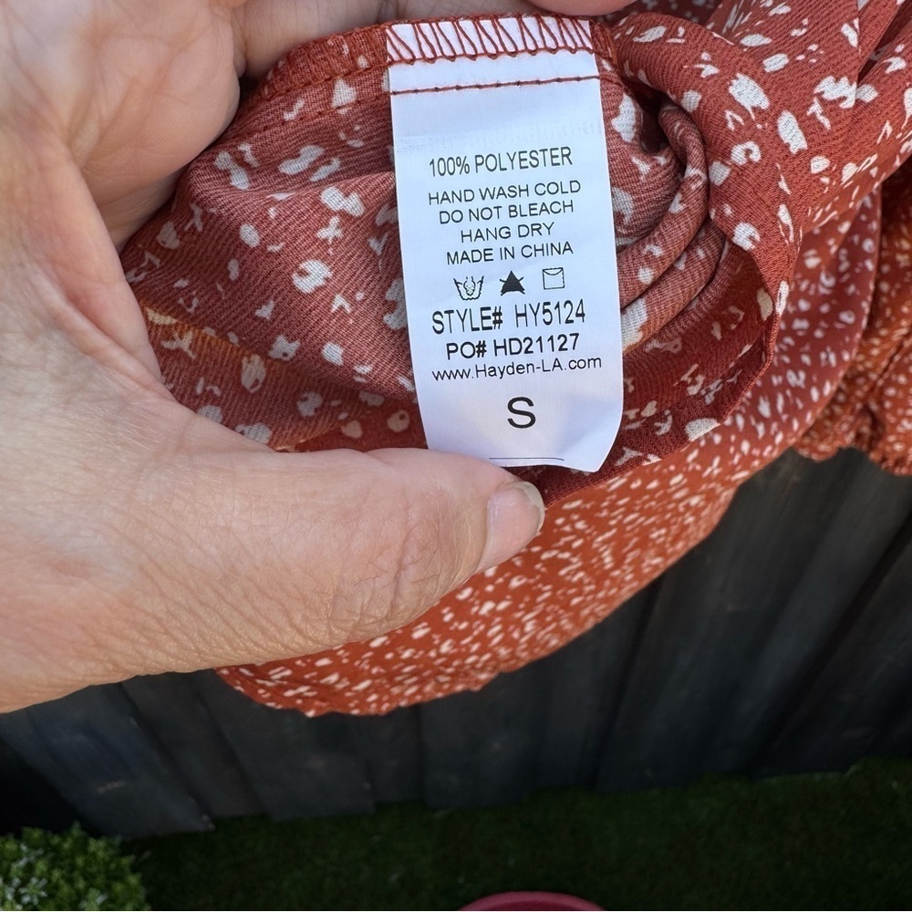 Hayden Orange Bishop Sleeve Blouse with Tie Front - Picture 9 of 14